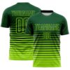 Custom Green Neon Green Gradient Pinstripe Sublimation Soccer Uniform Jersey