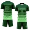 Custom Green Pea Green Gradient Pinstripe Sublimation Soccer Uniform Jersey