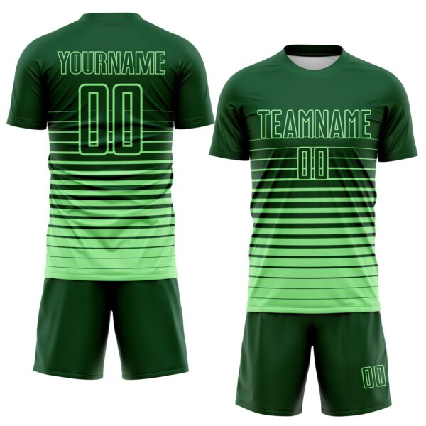 Custom Green Pea Green Gradient Pinstripe Sublimation Soccer Uniform Jersey