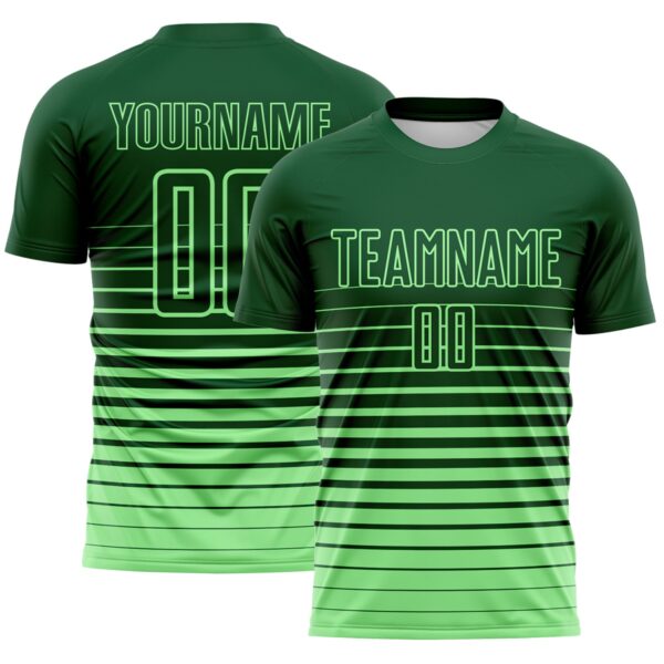 Custom Green Pea Green Gradient Pinstripe Sublimation Soccer Uniform Jersey