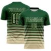 Custom Green Cream Gradient Pinstripe Sublimation Soccer Uniform Jersey