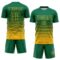 Custom Kelly Green Gold Gradient Pinstripe Sublimation Soccer Uniform Jersey