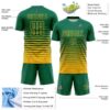 Custom Kelly Green Gold Gradient Pinstripe Sublimation Soccer Uniform Jersey