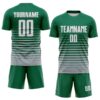 Custom Kelly Green White-Gray Gradient Pinstripe Sublimation Soccer Uniform Jersey