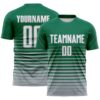 Custom Kelly Green White-Gray Gradient Pinstripe Sublimation Soccer Uniform Jersey