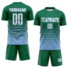 Custom Kelly Green White-Light Blue Gradient Pinstripe Sublimation Soccer Uniform Jersey