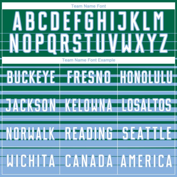 Custom Kelly Green White-Light Blue Gradient Pinstripe Sublimation Soccer Uniform Jersey