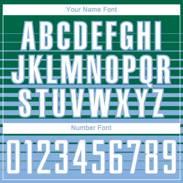 Custom Kelly Green White-Light Blue Gradient Pinstripe Sublimation Soccer Uniform Jersey