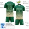 Custom Kelly Green Cream Gradient Pinstripe Sublimation Soccer Uniform Jersey