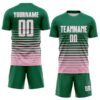 Custom Kelly Green White-Light Pink Gradient Pinstripe Sublimation Soccer Uniform Jersey