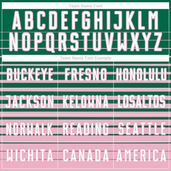 Custom Kelly Green White-Light Pink Gradient Pinstripe Sublimation Soccer Uniform Jersey