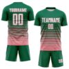 Custom Kelly Green White-Medium Pink Gradient Pinstripe Sublimation Soccer Uniform Jersey