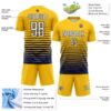 Custom Yellow White-Navy Gradient Pinstripe Sublimation Soccer Uniform Jersey