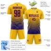 Custom Yellow Dark Purple-Orange Gradient Pinstripe Sublimation Soccer Uniform Jersey