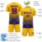 Custom Yellow Dark Purple-Orange Gradient Pinstripe Sublimation Soccer Uniform Jersey