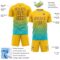Custom Yellow Purple-Lakes Blue Gradient Pinstripe Sublimation Soccer Uniform Jersey