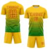 Custom Yellow Red-Grass Green Gradient Pinstripe Sublimation Soccer Uniform Jersey