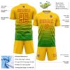 Custom Yellow Red-Grass Green Gradient Pinstripe Sublimation Soccer Uniform Jersey