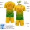 Custom Yellow Red-Grass Green Gradient Pinstripe Sublimation Soccer Uniform Jersey