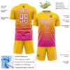 Custom Yellow White-Deep Pink Gradient Pinstripe Sublimation Soccer Uniform Jersey