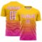 Custom Yellow White-Deep Pink Gradient Pinstripe Sublimation Soccer Uniform Jersey
