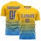 Custom Yellow Powder Blue-Orange Gradient Pinstripe Sublimation Soccer Uniform Jersey
