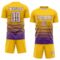 Custom Yellow White-Purple Gradient Pinstripe Sublimation Soccer Uniform Jersey