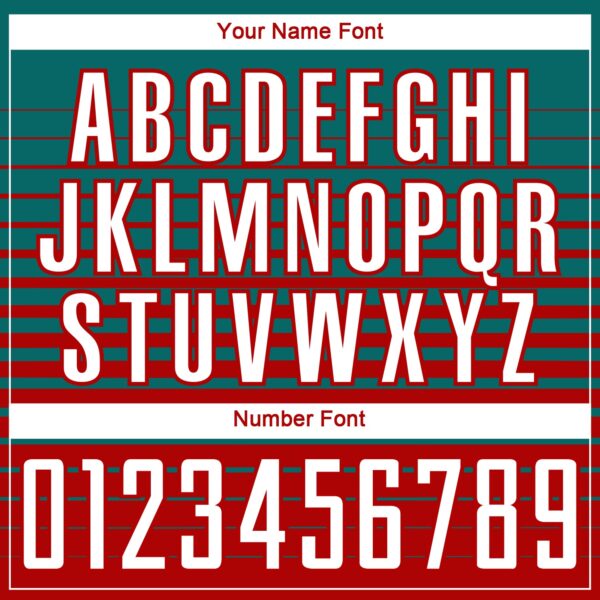 Custom Teal White-Red Gradient Pinstripe Sublimation Soccer Uniform Jersey