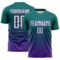 Custom Teal White-Purple Gradient Pinstripe Sublimation Soccer Uniform Jersey