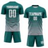 Custom Teal White-Gray Gradient Pinstripe Sublimation Soccer Uniform Jersey