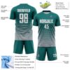 Custom Teal White-Gray Gradient Pinstripe Sublimation Soccer Uniform Jersey