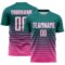 Custom Teal White-Pink Gradient Pinstripe Sublimation Soccer Uniform Jersey