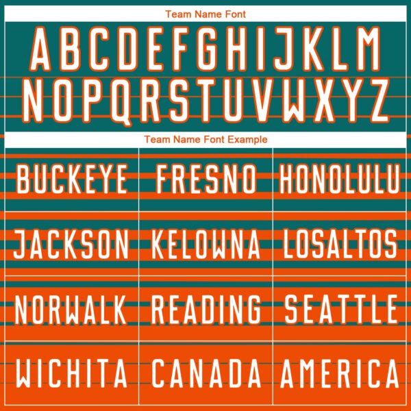 Custom Teal White-Orange Gradient Pinstripe Sublimation Soccer Uniform Jersey