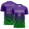 Custom Purple White-Grass Green Gradient Pinstripe Sublimation Soccer Uniform Jersey