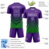 Custom Purple White-Grass Green Gradient Pinstripe Sublimation Soccer Uniform Jersey