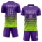 Custom Purple White-Neon Green Gradient Pinstripe Sublimation Soccer Uniform Jersey