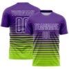 Custom Purple White-Neon Green Gradient Pinstripe Sublimation Soccer Uniform Jersey