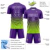 Custom Purple White-Neon Green Gradient Pinstripe Sublimation Soccer Uniform Jersey