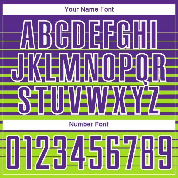 Custom Purple White-Neon Green Gradient Pinstripe Sublimation Soccer Uniform Jersey