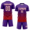 Custom Purple White-Red Gradient Pinstripe Sublimation Soccer Uniform Jersey