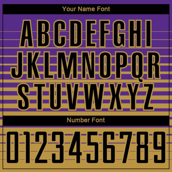 Custom Purple Black-Old Gold Gradient Pinstripe Sublimation Soccer Uniform Jersey