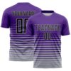 Custom Purple Black-Gray Gradient Pinstripe Sublimation Soccer Uniform Jersey