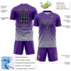 Custom Purple Black-Gray Gradient Pinstripe Sublimation Soccer Uniform Jersey
