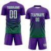Custom Purple White-Kelly Green Gradient Pinstripe Sublimation Soccer Uniform Jersey