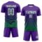 Custom Purple White-Kelly Green Gradient Pinstripe Sublimation Soccer Uniform Jersey