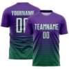Custom Purple White-Kelly Green Gradient Pinstripe Sublimation Soccer Uniform Jersey