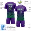 Custom Purple White-Kelly Green Gradient Pinstripe Sublimation Soccer Uniform Jersey