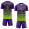 Custom Purple Black-Neon Green Gradient Pinstripe Sublimation Soccer Uniform Jersey