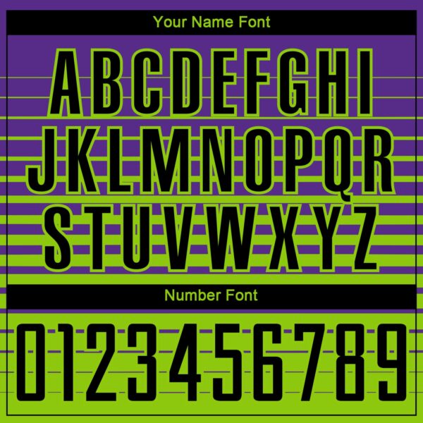 Custom Purple Black-Neon Green Gradient Pinstripe Sublimation Soccer Uniform Jersey