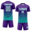 Custom Purple White-Aqua Gradient Pinstripe Sublimation Soccer Uniform Jersey